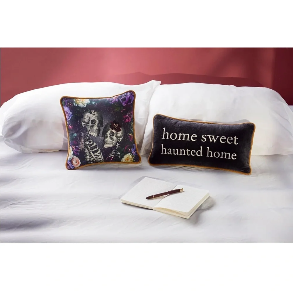 🎃NWT PRIMITIVES BY KATHY “Home Sweet Haunted Home” Throw Pillow Velvet Cotton